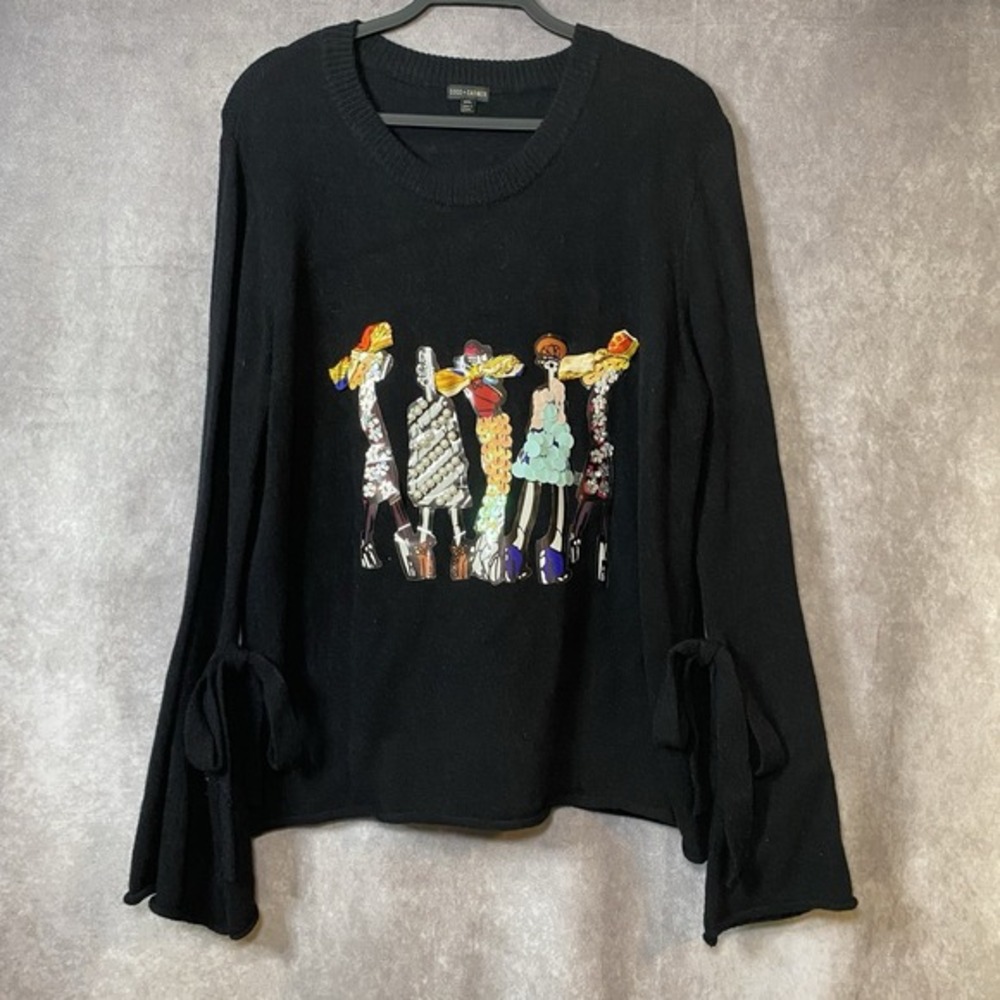 Coco + Carmen Women's Sweater Sz XXL Black Fashion Embellished Long Sleeve